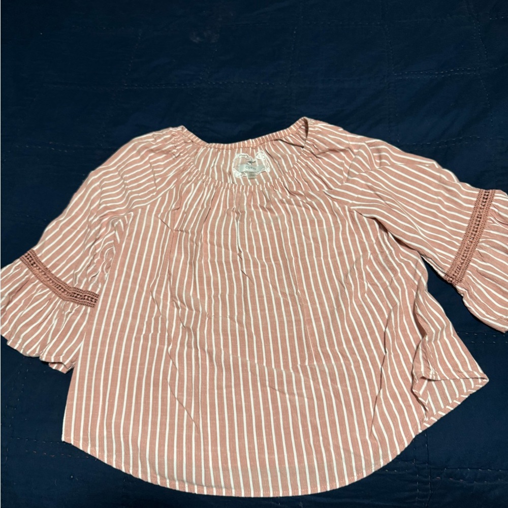 Off the Shoulder Striped Blouse from Cupio. Sized large